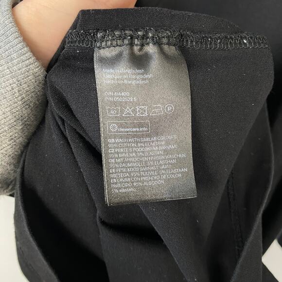 H&M Black T-shirt Dress Fitted Long Sleeve Basic Capsule Wardrobe Size Small - Picture 8 of 8